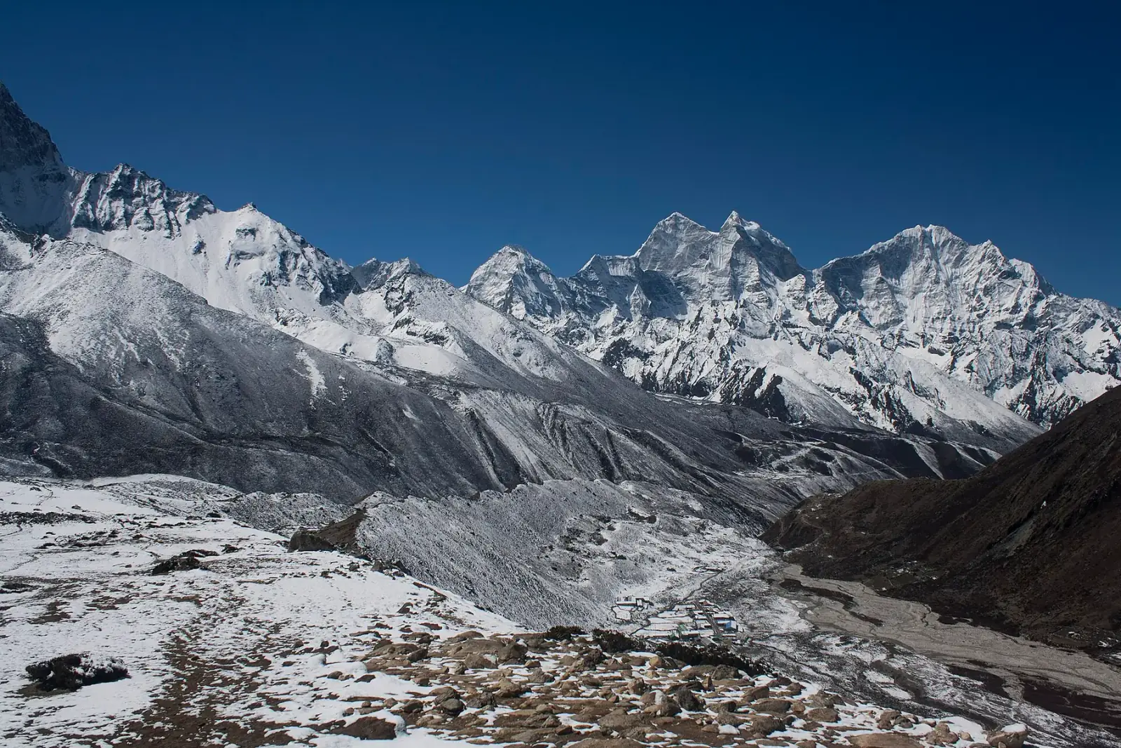 Pheriche as Seen from the Trail from Dingboche to Thokla — on the Everest Base Camp trek route