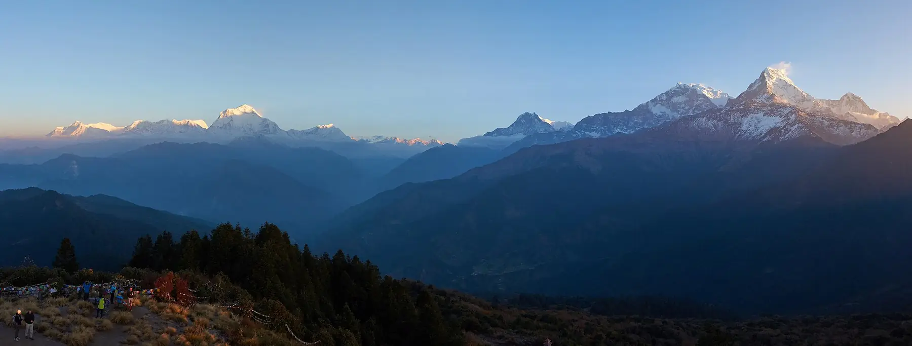 Morning panoramic view from Poonhill — in the Annapurna region